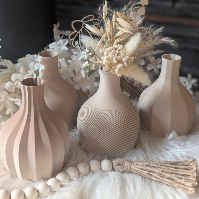 STL 3D Druck Datei Vase Blumenvase RILLEN schräg bauchig Struktur 3D Druck Datei – Bild 4