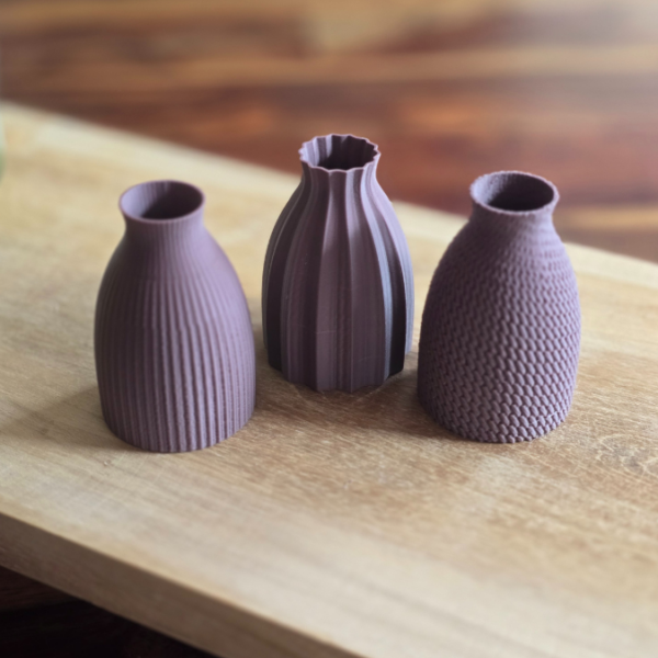STL und 3mf 3D Druck Datei Set 4 Stück Vasen Vase Blumenvase strukturiert Rillen Wellen Glatt 3D-Druck Datei – Bild 7