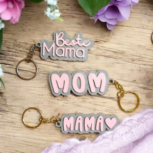 STL 3D Druck Datei Schlüsselanhänger 3er Mama Muttertag Beste Mama MOM WOW 3D-Druck Datei