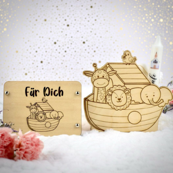 3 mm und 4 mm Baby Geschenkbox Kirche Arche für Kleinigkeiten inkl. Caketopper und Geldkarte SVG Laserdatei Laserfile Lasercut – Bild 11