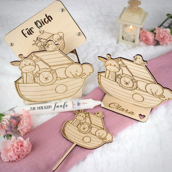 3 mm und 4 mm Baby Geschenkbox Kirche Arche für Kleinigkeiten inkl. Caketopper und Geldkarte SVG Laserdatei Laserfile Lasercut – Bild 12