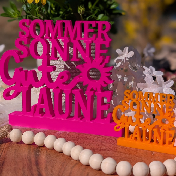STL 3D Druck Datei Aufsteller Schriftzug Statement "Sommer Sonne gute Laune" 3D-Druck Datei – Bild 3