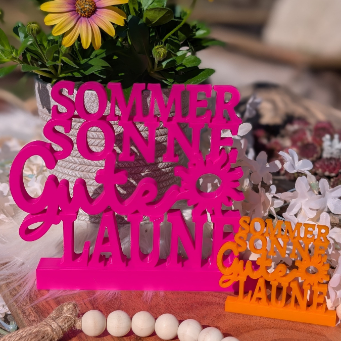 STL 3D Druck Datei Aufsteller Schriftzug Statement "Sommer Sonne gute Laune" 3D-Druck Datei – Bild 2