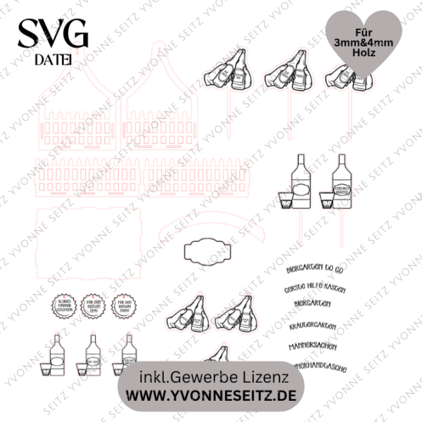 3 mm und 4 mm BIERGARTEN Kräutergarten Männer Geschenkbox Geschenkkorb Geschenk Vatertag Opa Mann SVG Laserdatei Laserfile Lasercut – Bild 2