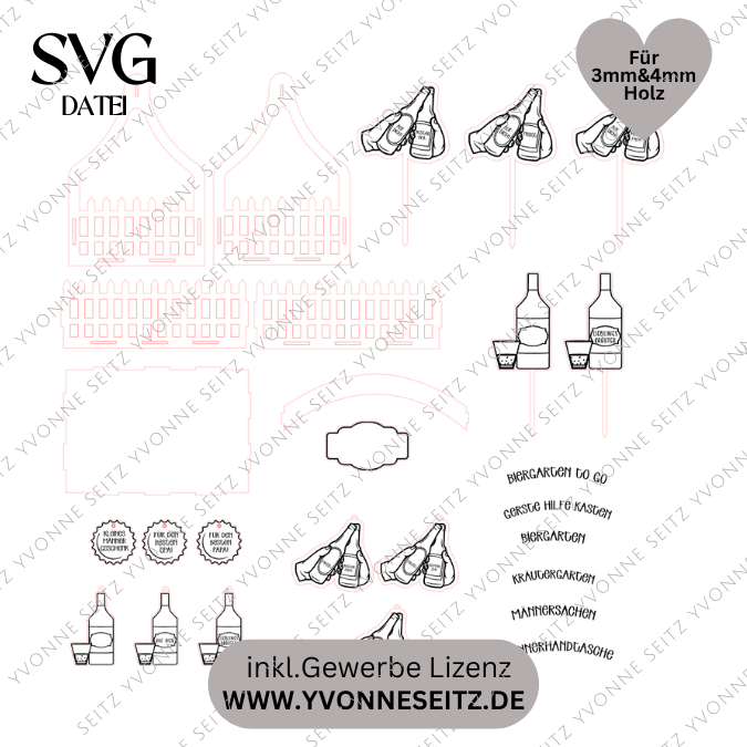 3 mm und 4 mm BIERGARTEN Kräutergarten Männer Geschenkbox Geschenkkorb Geschenk Vatertag Opa Mann SVG Laserdatei Laserfile Lasercut – Bild 2