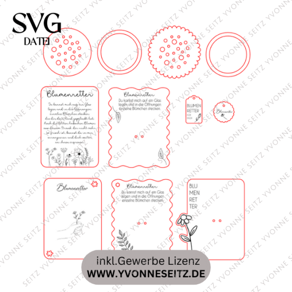 SVG Laserdatei BLUMENRETTER inkl Verpackung und Geschenkanhänger Blumenliebe Geschenkidee Laser SVG Datei – Bild 2