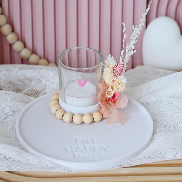 STL 3D-Druck Datei 2er Set Dekoteller rund mit Halter für Teelichtglas "Home sweet home & Happy Place" Teller ca 150mm – Bild 5