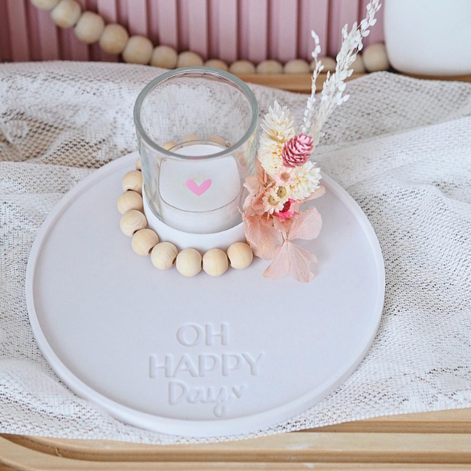STL 3D-Druck Datei 2er Set Dekoteller rund mit Halter für Teelichtglas "Home sweet home & Happy Place" Teller ca 150mm – Bild 8