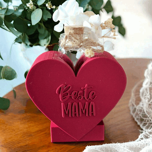 3D Druck Datei STL 6er Set Herzen zum Füllen mit Blumen oder Reagenzglas Mama Oma Alles Liebe 3D-Druck Datei – Bild 7