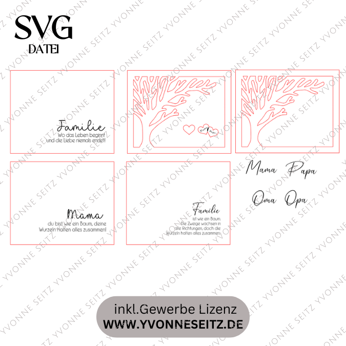 SVG Laserdatei Bild Aufsteller Familienbild mit Ständer Bilderrahmen 3d effekt 2 lagig Mama Muttertag Vatertag Mama Papa Oma Opa SVG Datei – Bild 2