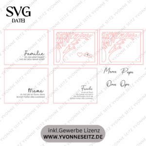 SVG Laserdatei Bild Aufsteller Familienbild mit Ständer Bilderrahmen 3d effekt 2 lagig Mama Muttertag Vatertag Mama Papa Oma Opa SVG Datei