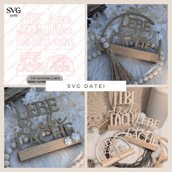 SVG Laserdatei 4er Klötzchenschrift Lebe Liebe Lache Easysticks Klötzchen SVG Datei