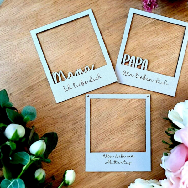 SVG Laserdatei Polaroids mit Ständer für 3mm und 4mm Holz Muttertag Vatertag Mama Papa Familie SVG Datei – Bild 6