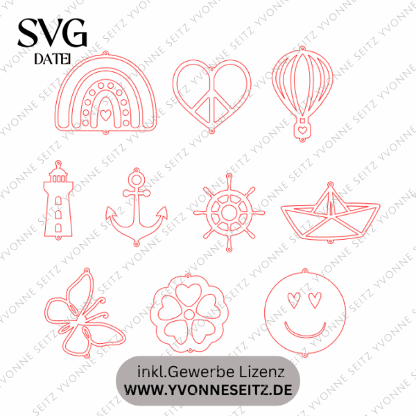 SVG Laserdatei Sonnenfänger Motive Anhänger Gute Laune Sommer Sonne SVG Datei – Bild 2