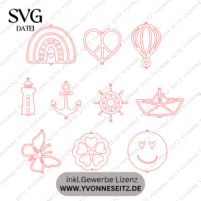 SVG Laserdatei Sonnenfänger Motive Anhänger Gute Laune Sommer Sonne SVG Datei – Bild 2