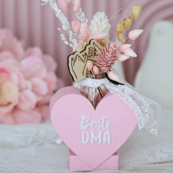 3D Druck Datei STL 6er Set Herzen zum Füllen mit Blumen oder Reagenzglas Mama Oma Alles Liebe 3D-Druck Datei – Bild 8