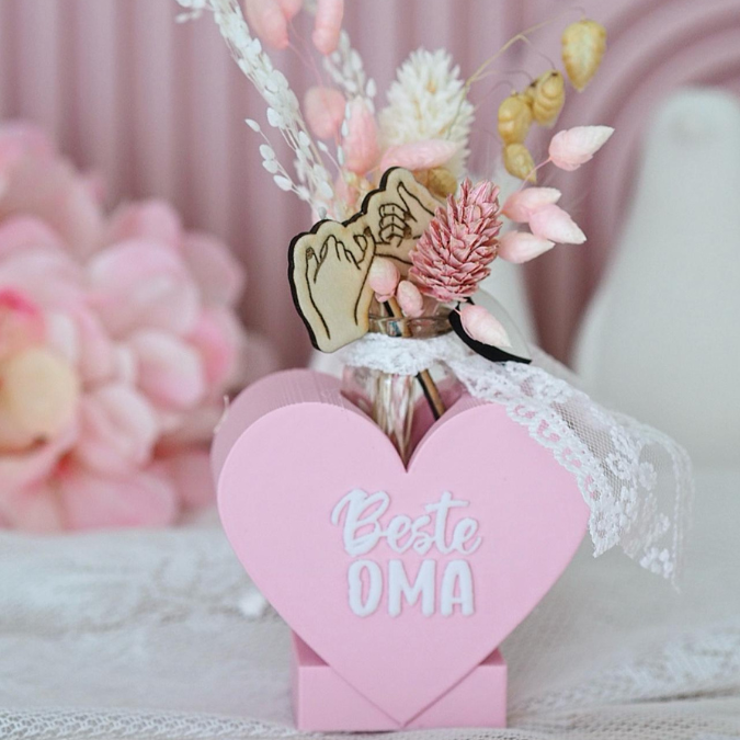 3D Druck Datei STL Herzen zum Füllen mit Blumen oder Reagenzglas Mama Oma 6er Set Alles Liebe 3D-Druck Datei – Bild 8