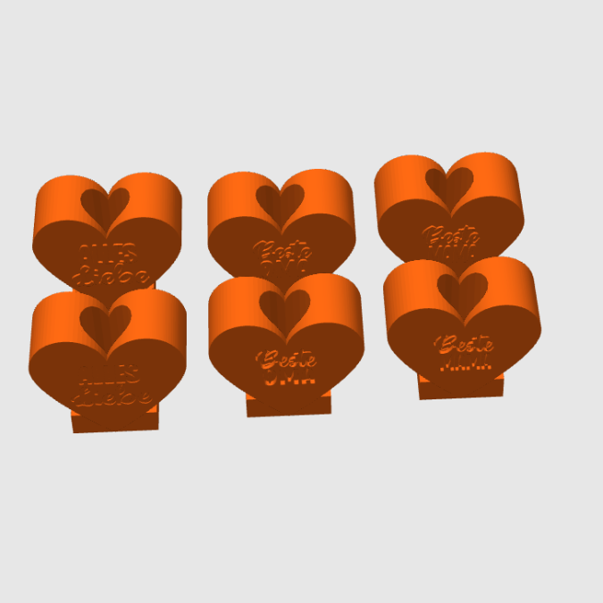 3D Druck Datei STL Herzen zum Füllen mit Blumen oder Reagenzglas Mama Oma 6er Set Alles Liebe 3D-Druck Datei – Bild 2