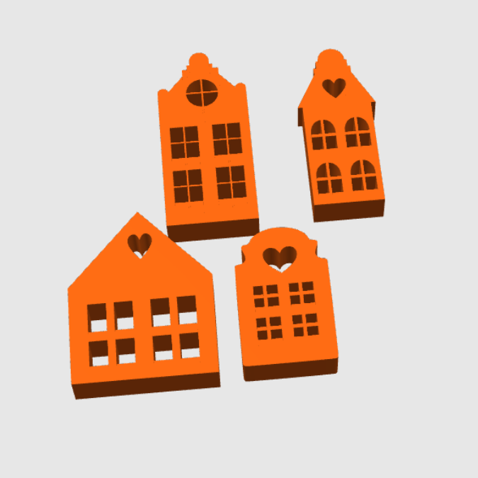 STL 3D Druck Datei 4er Set Häuser Haus Häuschen zum stellen, skalierbar 3D-Druck Datei – Bild 5