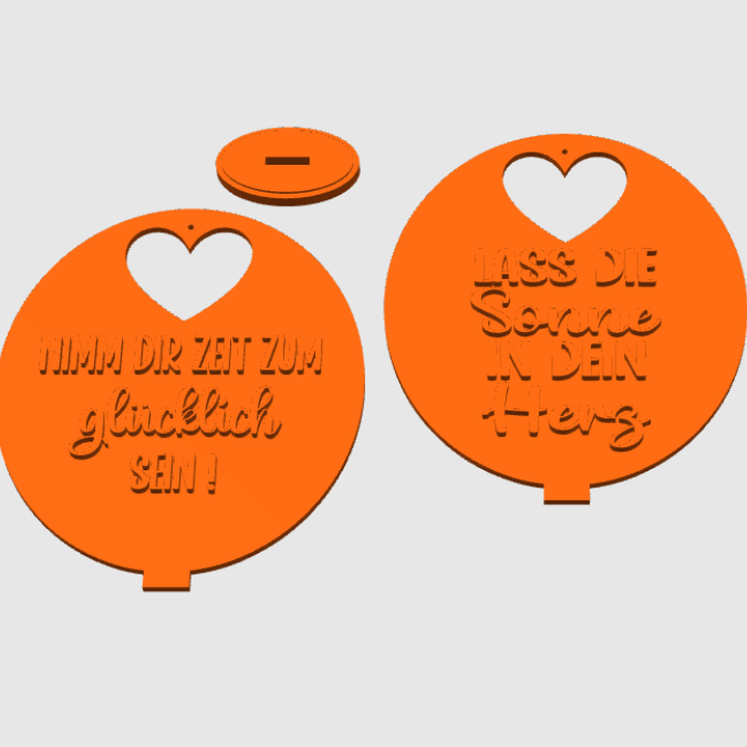STL 3D Druck Datei 2er Aufsteller Sonnenfäner Positives Statement "Nimm dir Zeit zum glücklich sein"&"Lass die Sonne in dein Herz 3D-Druck – Bild 5
