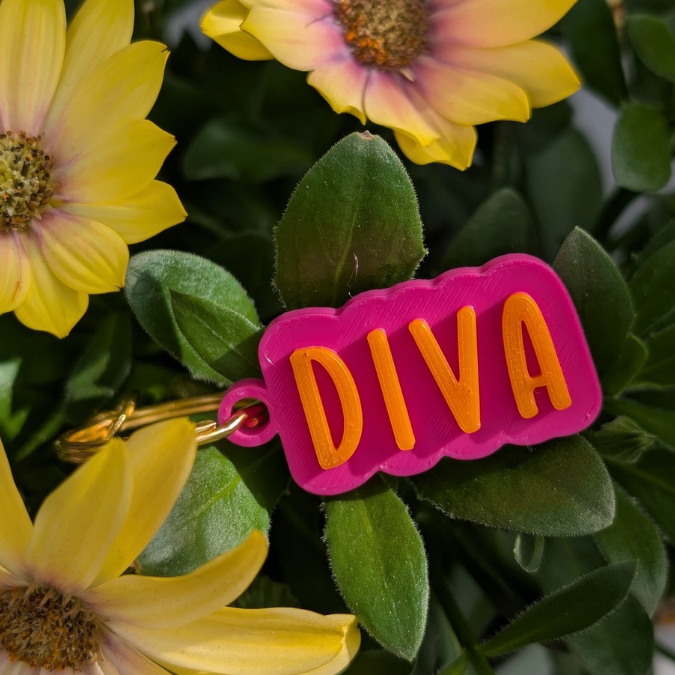 STL 3D Druck Datei Schlüsselanhänger 5er MIX 2 Statements Leider Geil, Diva, Queen, Fuckoff, XoXo 3D-Druck Datei – Bild 9