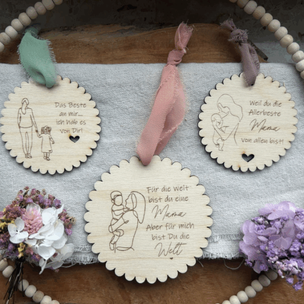 SVG Laserdatei Holzscheiben Mama Muttertag Mutterliebe für Kränze Wanddeko Gravur SVG Datei – Bild 6