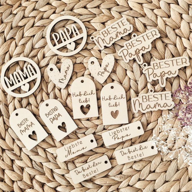 SVG Laserdatei Geschenkanhänger Mama Papa Muttertag Vatertag Etiketten Tags SVG-Datei – Bild 9