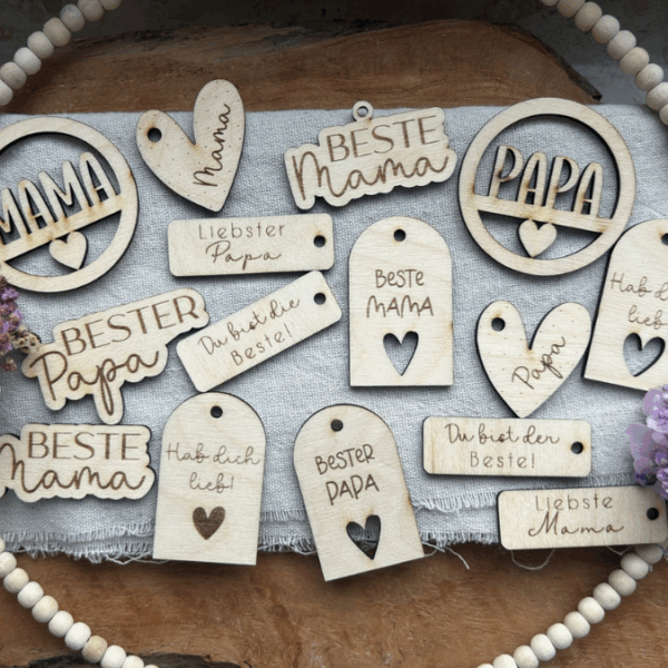 SVG Laserdatei Geschenkanhänger Mama Papa Muttertag Vatertag Etiketten Tags SVG-Datei – Bild 6