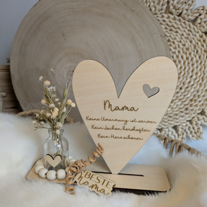 SVG Laserdatei Aufsteller 3mm und 4mm Herz und Holzscheiben Mama Muttertag Mutterliebe SVG Datei – Bild 5