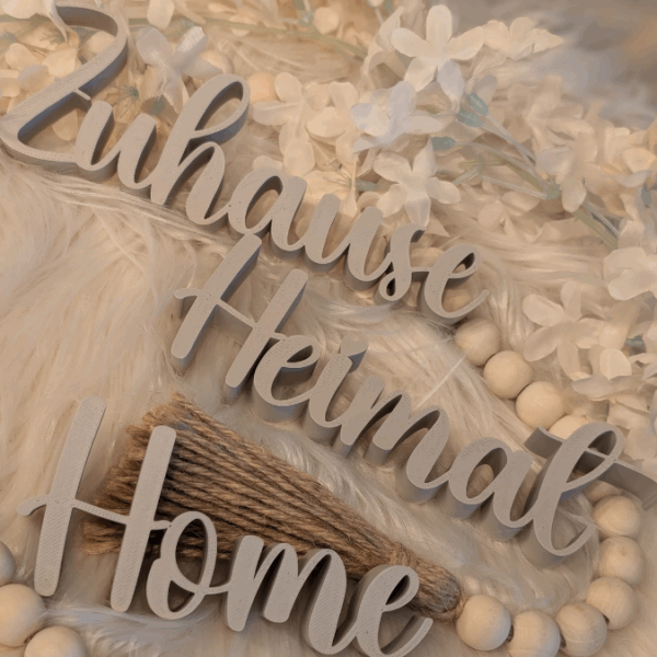 STL 3D Druck Datei Aufsteller Schriftzüge zum stellen Eingangsbereich "Home Zuhause Heimat" 3D-Druck Datei
