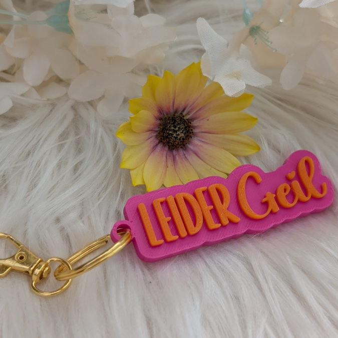 STL 3D Druck Datei Schlüsselanhänger 5er MIX 2 Statements Leider Geil, Diva, Queen, Fuckoff, XoXo 3D-Druck Datei – Bild 7
