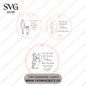 SVG Laserdatei Holzscheiben Mama Muttertag Mutterliebe für Kränze Wanddeko Gravur SVG Datei