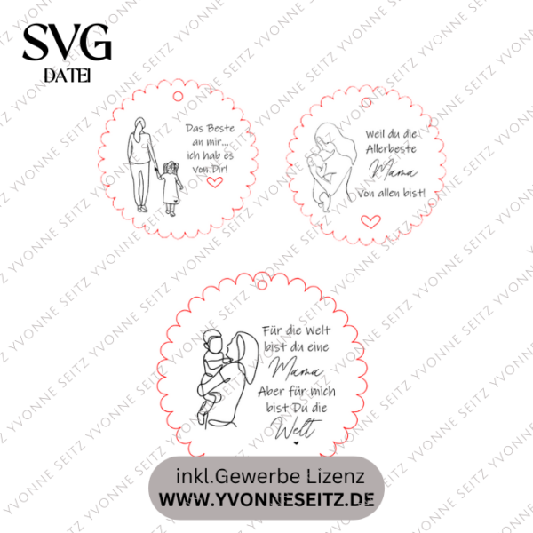 SVG Laserdatei Holzscheiben Mama Muttertag Mutterliebe für Kränze Wanddeko Gravur SVG Datei – Bild 2