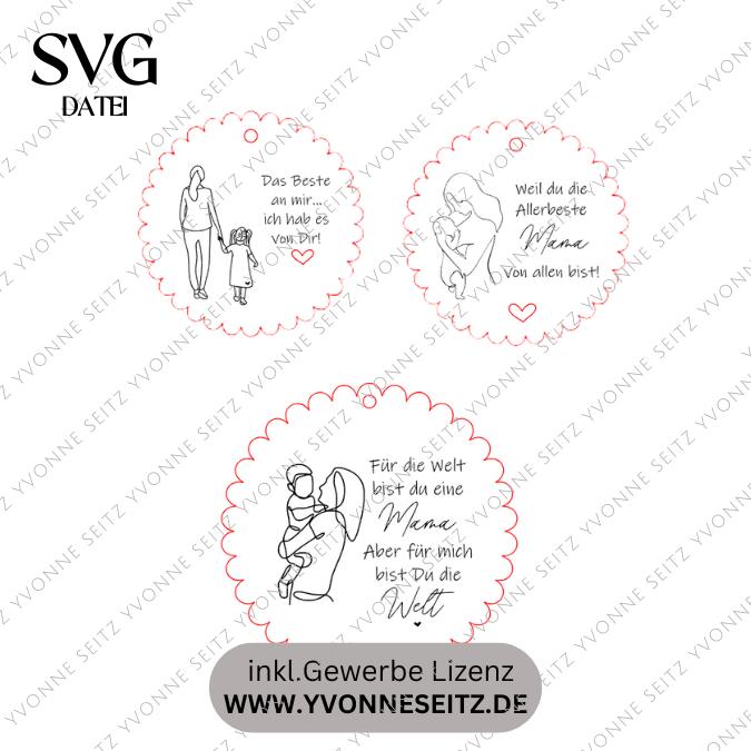 SVG Laserdatei Holzscheiben Mama Muttertag Mutterliebe für Kränze Wanddeko Gravur SVG Datei – Bild 2
