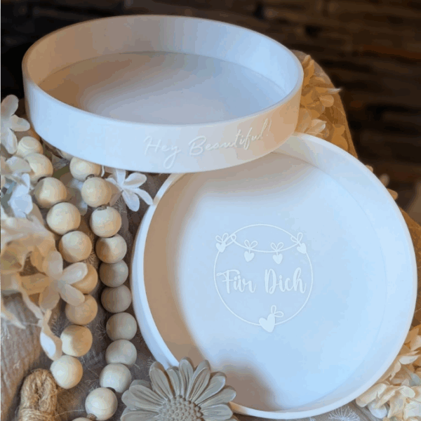 STL 3D Druck Datei 2er Set Schalen Blanko und Herz veschieden hoch Dekoteller Dekoschale ca 150mm 3D-Druck Datei