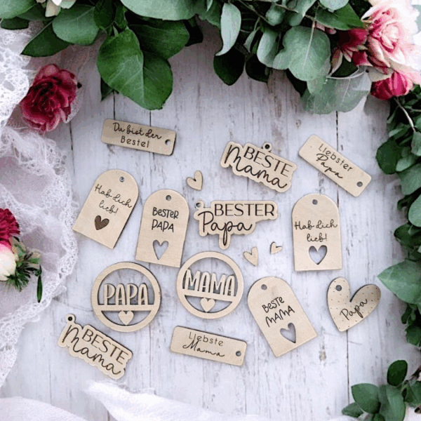SVG Laserdatei Geschenkanhänger Mama Papa Muttertag Vatertag Etiketten Tags SVG-Datei – Bild 4