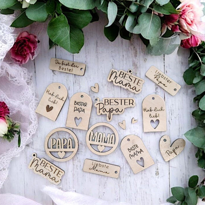 SVG Laserdatei Geschenkanhänger Mama Papa Muttertag Vatertag Etiketten Tags SVG-Datei – Bild 4