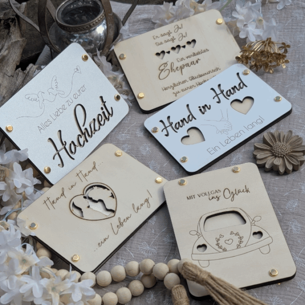 SVG Laserdatei Hochzeit Geldgeschenk Verpackung für Geld 5 Designs Gutscheinkarten SVG-Datei – Bild 12
