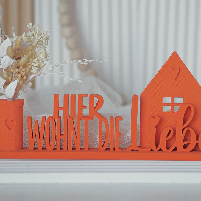 STL 3D Druck Datei Aufsteller Hier wohnt die Liebe mit Vase Haus Häuschenliebe 3D-Druck Datei – Bild 4