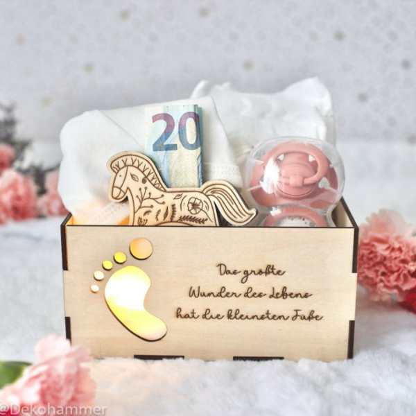 3 mm und 4 mm Baby Geschenkbox Geschenk zur Geburt teilweise beleuchtbar für Kleinigkeiten SVG Laserdatei Laserfile Lasercut – Bild 4