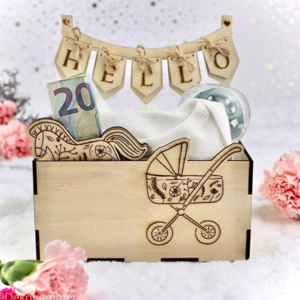3 mm und 4 mm Baby Geschenkbox Geschenk zur Geburt teilweise beleuchtbar für Kleinigkeiten SVG Laserdatei Laserfile Lasercut – Bild 5
