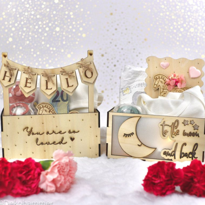 3 mm und 4 mm Baby Geschenkbox Geschenk zur Geburt teilweise beleuchtbar für Kleinigkeiten SVG Laserdatei Laserfile Lasercut – Bild 8
