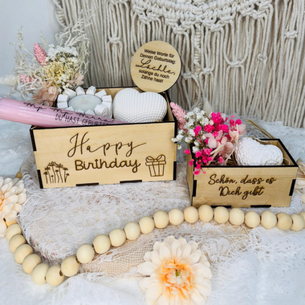 3 mm und 4 mm Geburtstags Geschenkbox Geschenk für Kleinigkeiten mit vielen Gravuren, Steckern und Dekomöglichkeiten SVG Laserdatei Laserfile Lasercut – Bild 14
