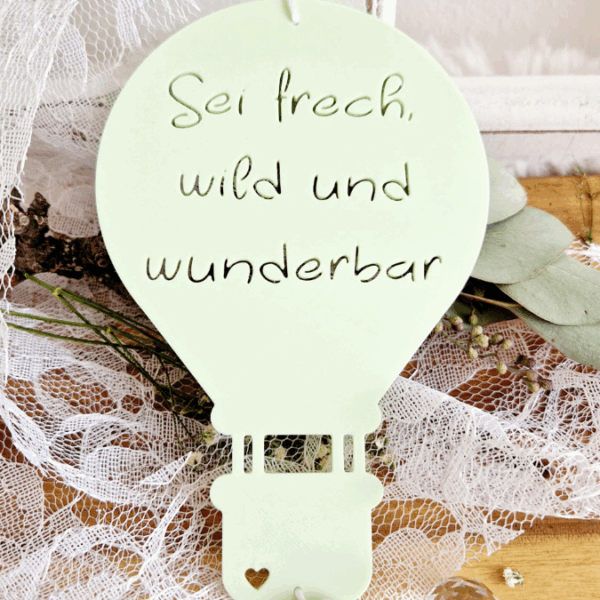 STL 3D Druck Datei 4er Set Heißluftballons Sonnenfänger "Sei frech wild und wunderbar" Kinderzimmerdeko 3D-Druck Datei – Bild 2
