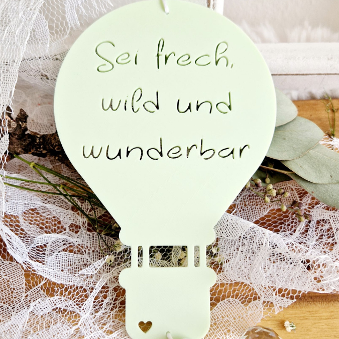 STL 3D Druck Datei 4er Set Heißluftballons Sonnenfänger "Sei frech wild und wunderbar" Kinderzimmerdeko 3D-Druck Datei – Bild 2