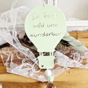 STL 3D Druck Datei 4er Set Heißluftballons Sonnenfänger "Sei frech wild und wunderbar" Kinderzimmerdeko 3D-Druck Datei