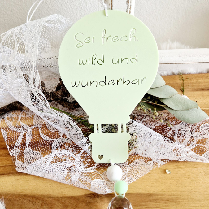 STL 3D Druck Datei 4er Set Heißluftballons Sonnenfänger "Sei frech wild und wunderbar" Kinderzimmerdeko 3D-Druck Datei