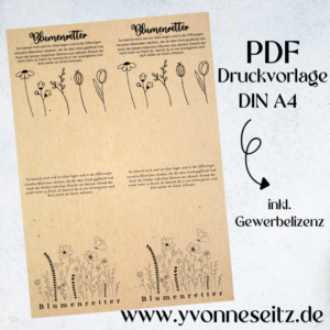 PRINT DRUCKVORLAGE PDF Verpackung Blumenretter Geschenkkarte 2 Designs Kleinigkeit Printable zum ausdrucken