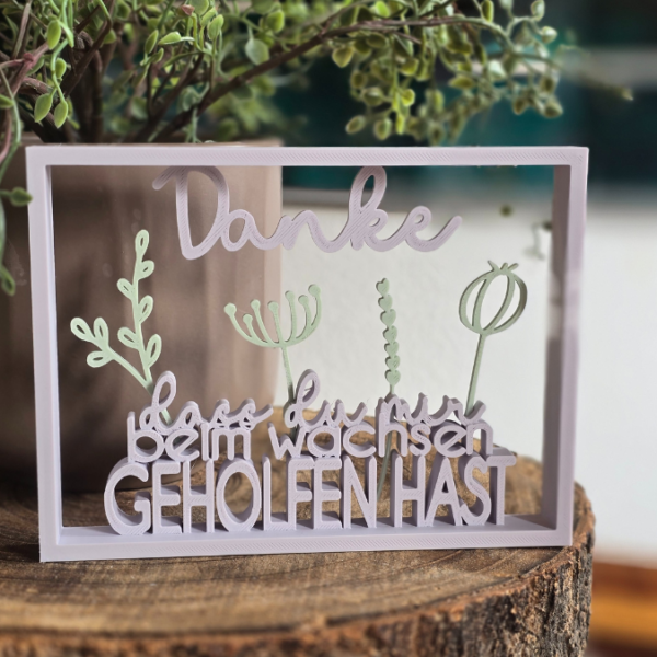 3D Druck Datei STL Kindergartenabschied Danke dass du mir beim wachsen geholfen hast Aufsteller Blumen Floral 3D-Druck Datei – Bild 2