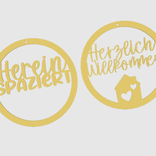 STL 3D Druck Datei Kränze 2er Herzlich Willkommen und Hereinspaziert Anhänger Geschenkidee Türkranz Deko Flur Eingangsbereich 3D-Druck Datei – Bild 5